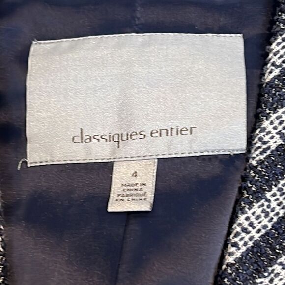 CLASSIQUES Entier Stretch Cotton Tweed Striped Collarless Notched Hem Jacket - Picture 5 of 6